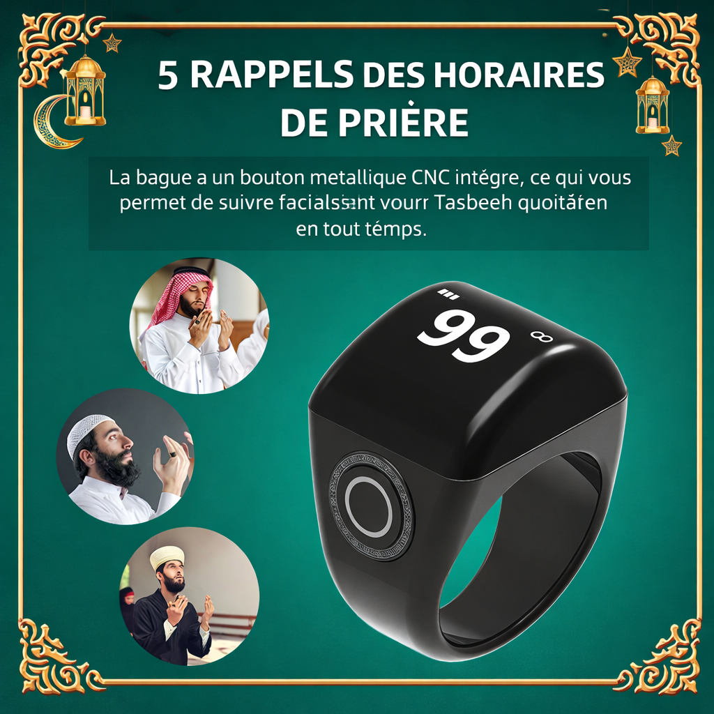 DEEN URBAN™ - Chapelet electronique avec application mobile ( tapis de prière + bouteille eau zamzam offerts)