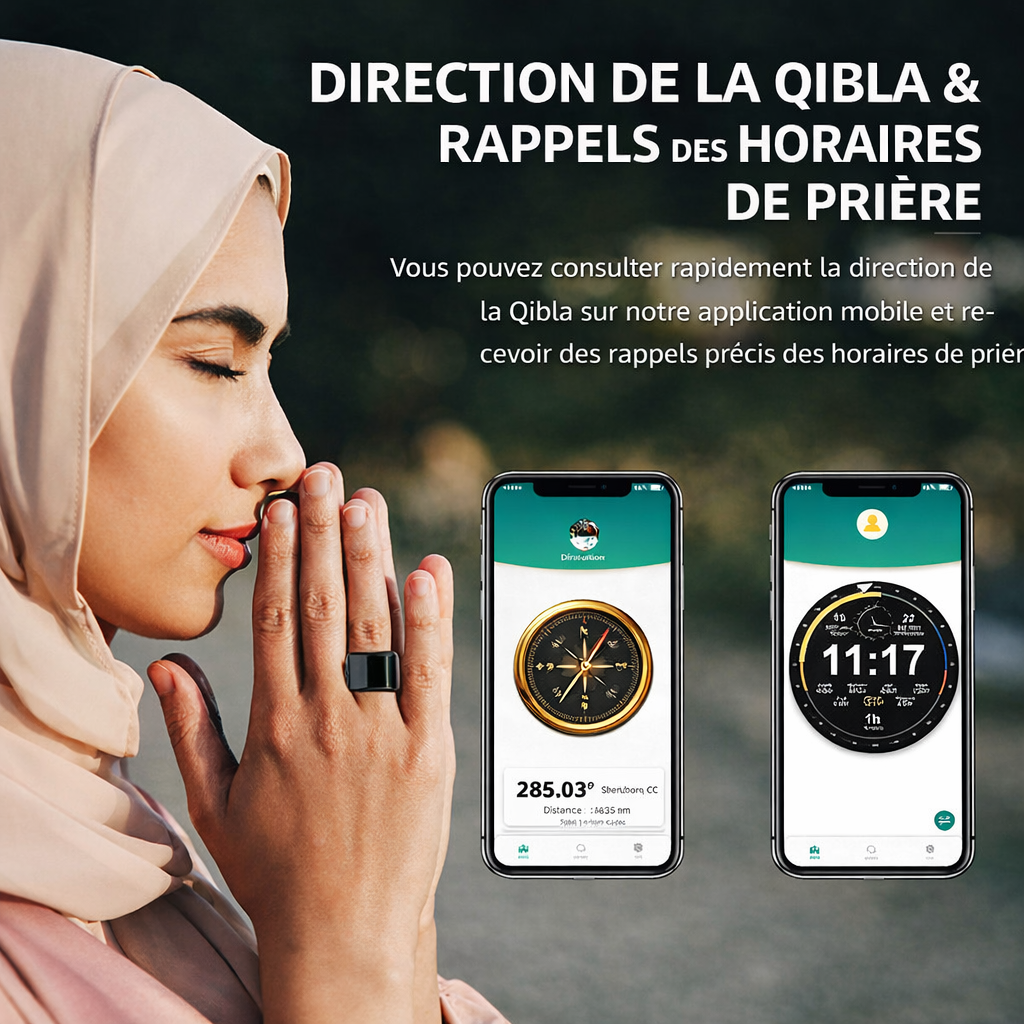 DEEN URBAN™ - Chapelet electronique avec application mobile ( tapis de prière + bouteille eau zamzam offerts)