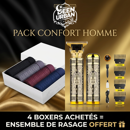 DEEN URBAN™- Pack confort homme ( 4 boxers achetés = ensemble de rasage 3 en 1 offert )