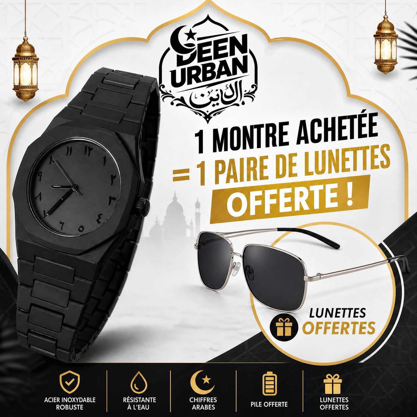 DEEN URBAN™- Pack DUO Élégance ( Montre achetée = lunette anti-UV offerte )